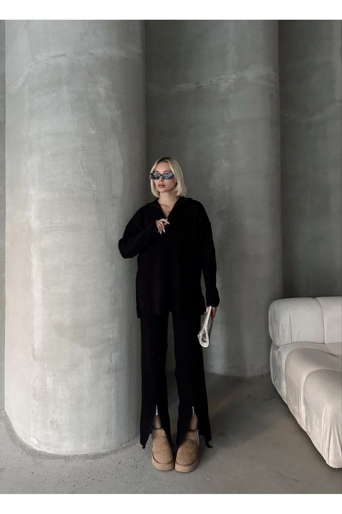 Şıklığı Tamamlayan Fermuar Detaylı İkili Takım