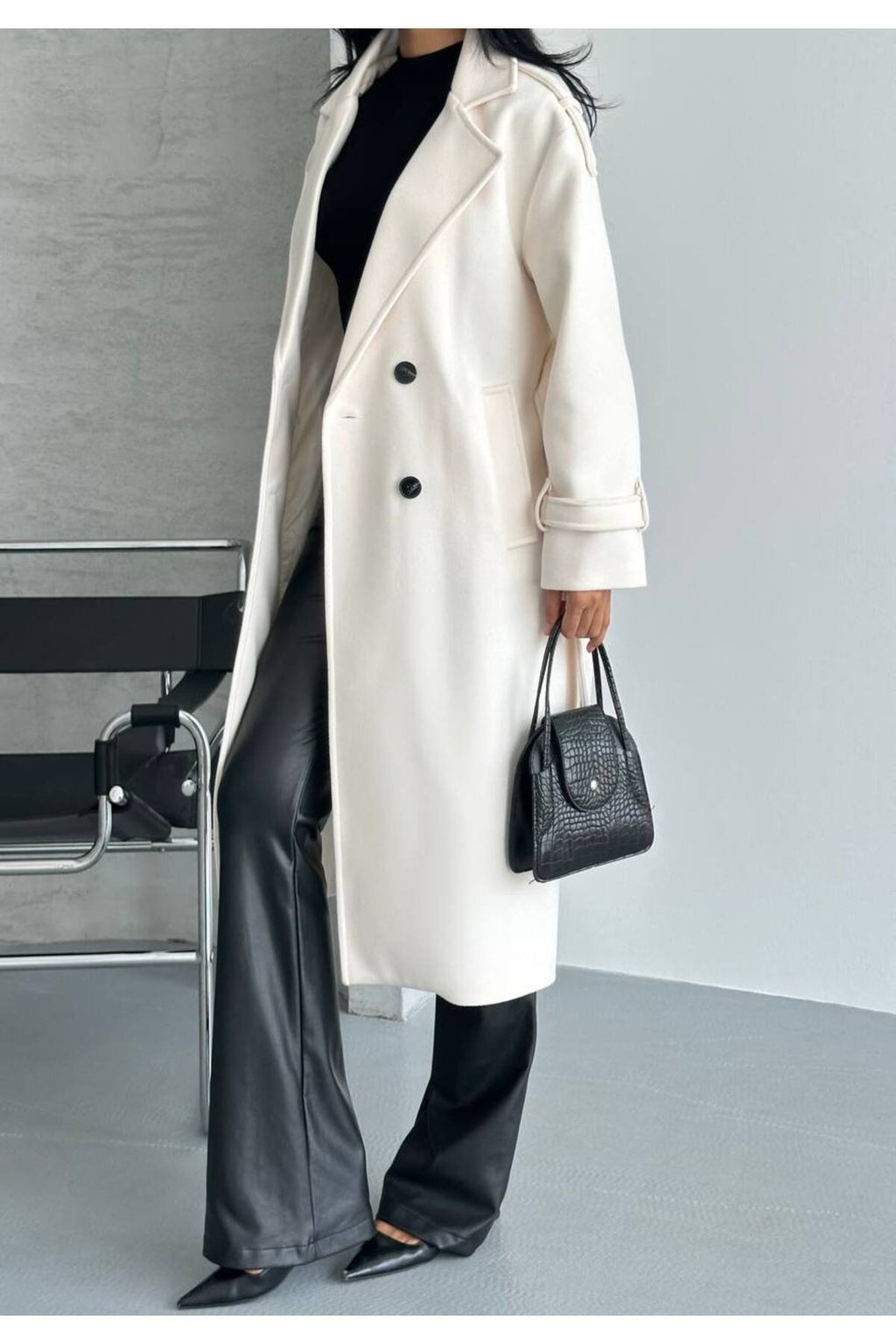 Oversize Kesim Kaşe Kaban