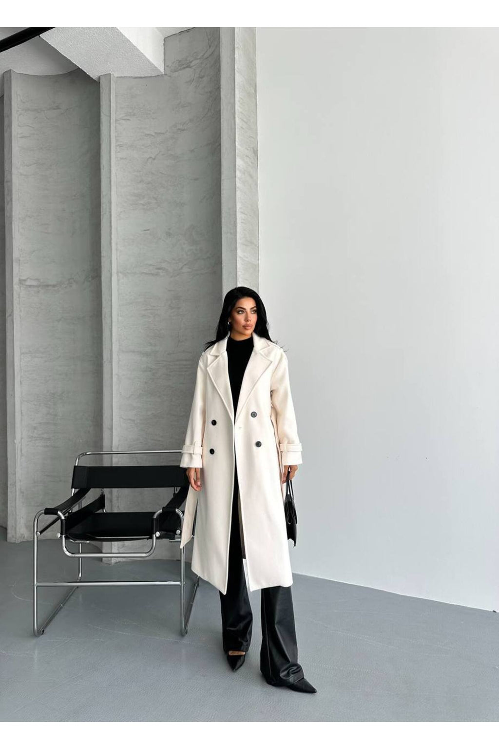 Oversize Kesim Kaşe Kaban