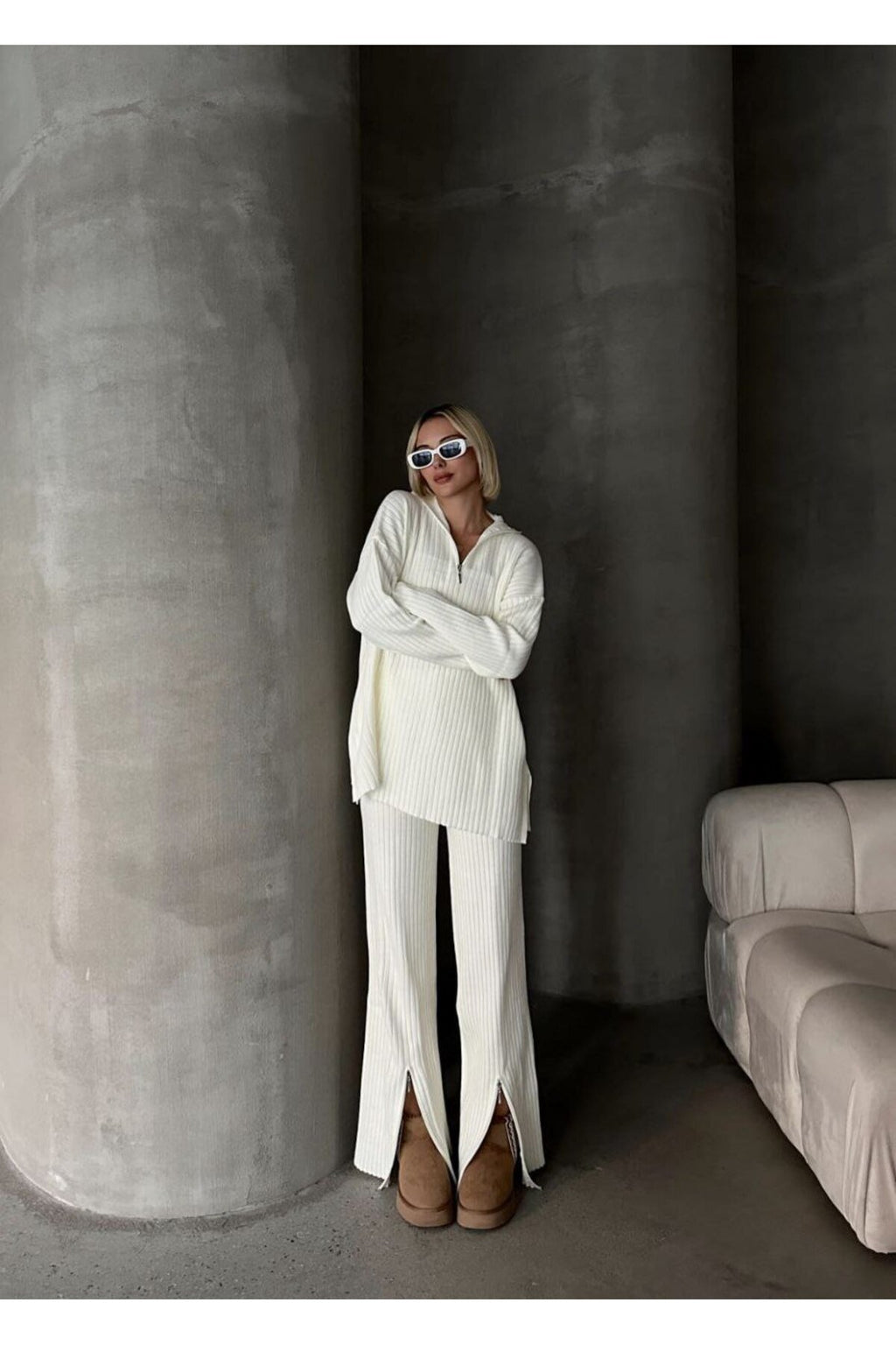 Şıklığı Tamamlayan Fermuar Detaylı İkili Takım