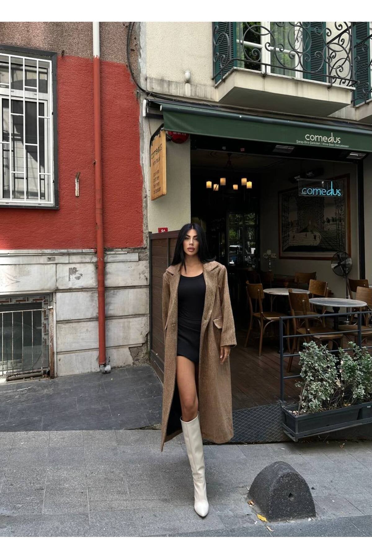 SU FIRÇA DESEN KAŞE KUMAŞ VATKALI OVERSİZE KABAN