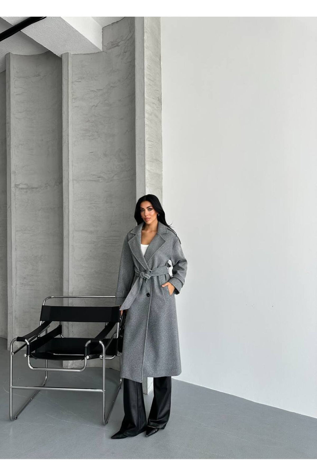 Oversize Kesim Kaşe Kaban