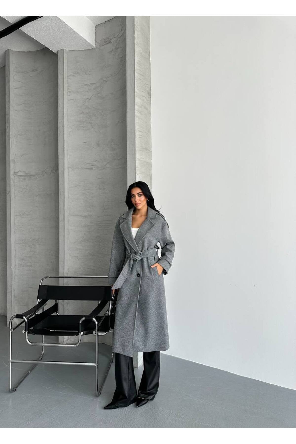 Oversize Kesim Kaşe Kaban