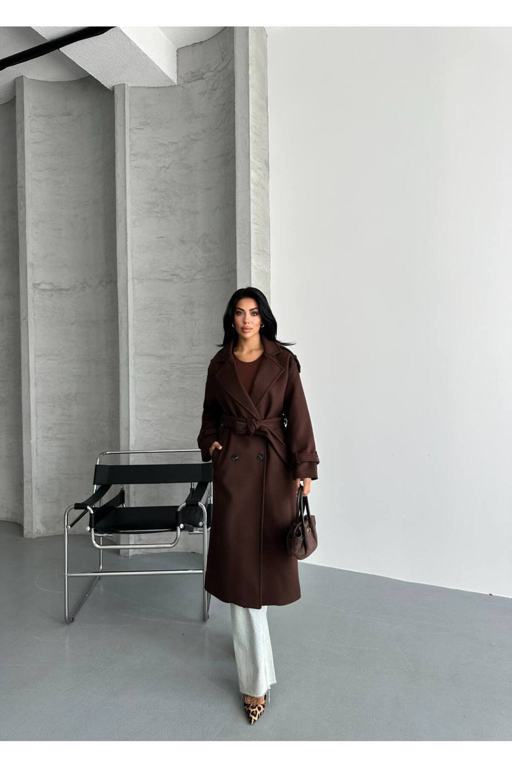 Oversize Kesim Kaşe Kaban