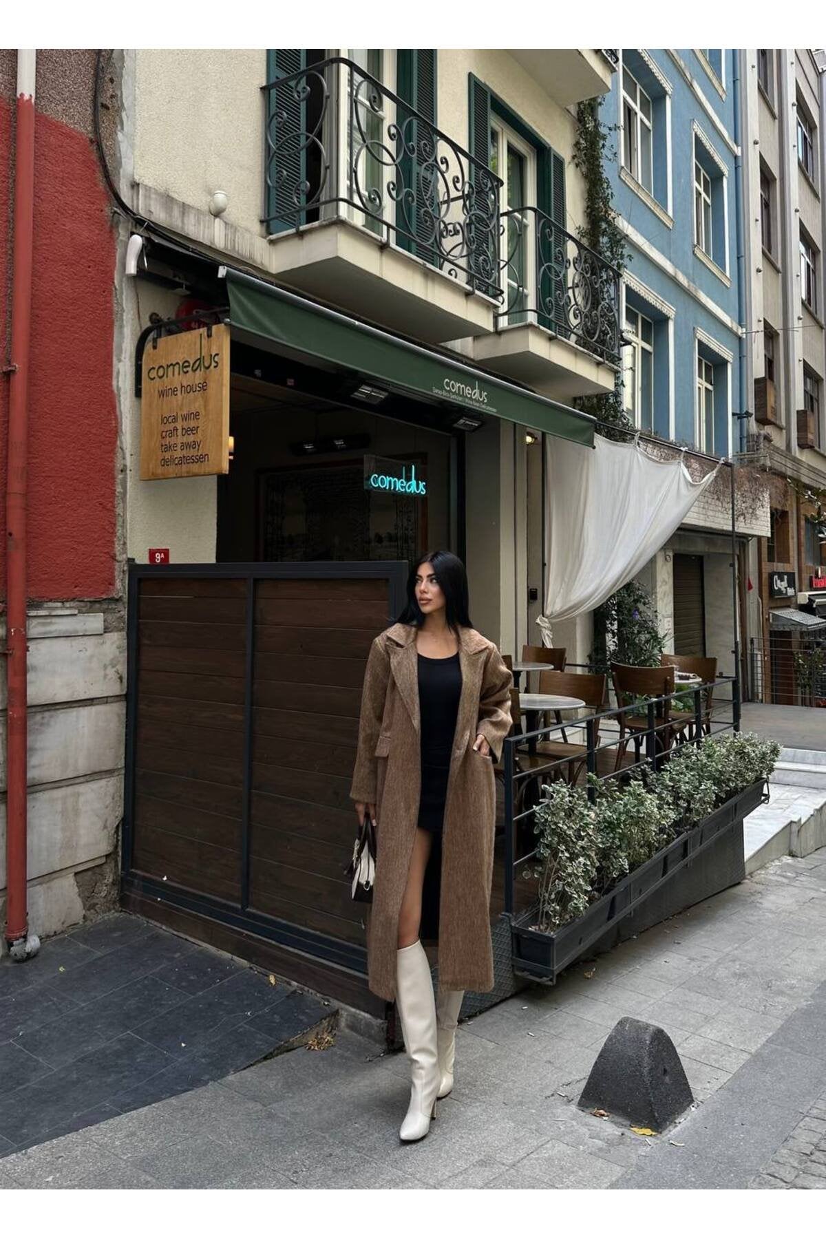 SU FIRÇA DESEN KAŞE KUMAŞ VATKALI OVERSİZE KABAN