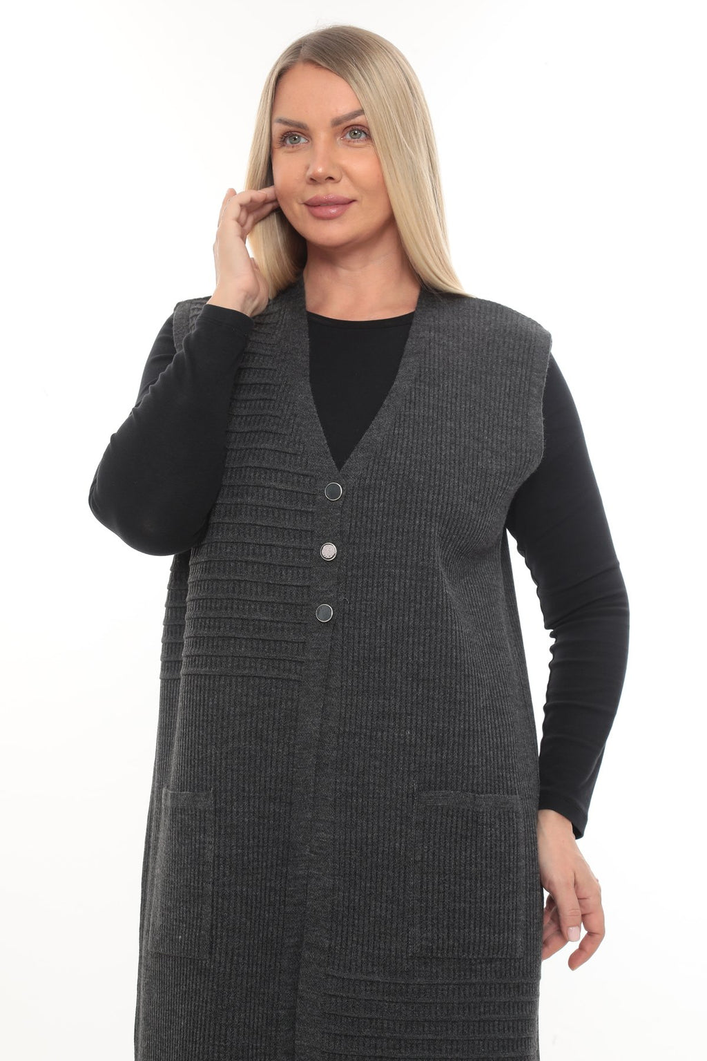 Klasik Kesim Uzun Triko Yelek