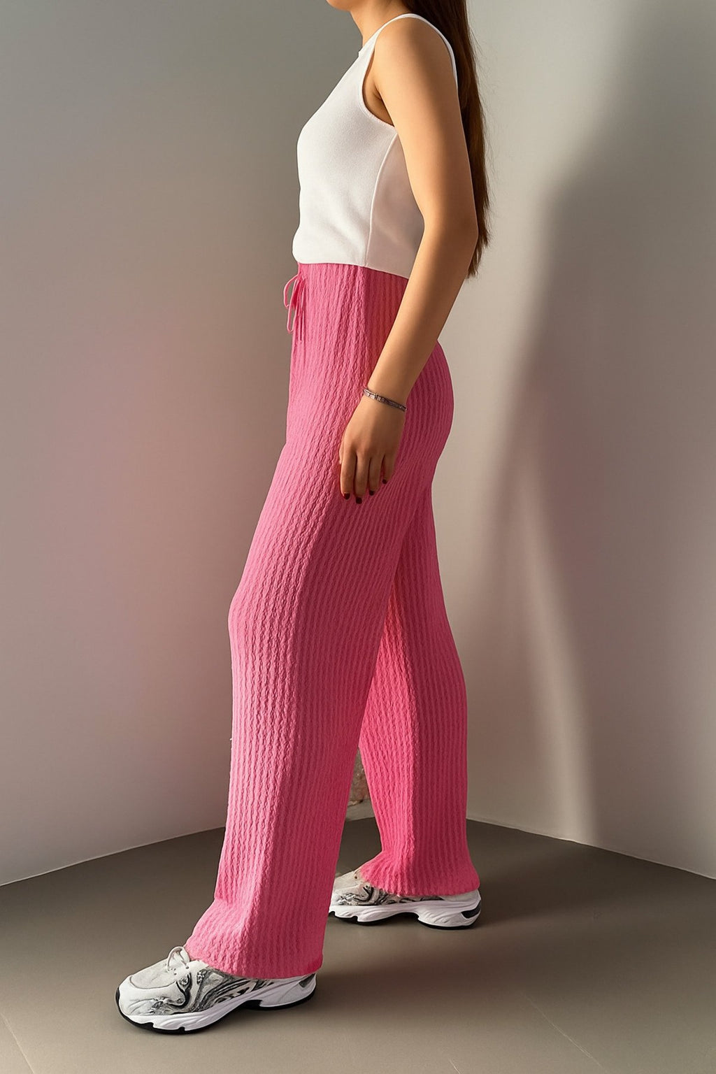 Lastikli Bel Rahat Kesim Dokuma Pantolon