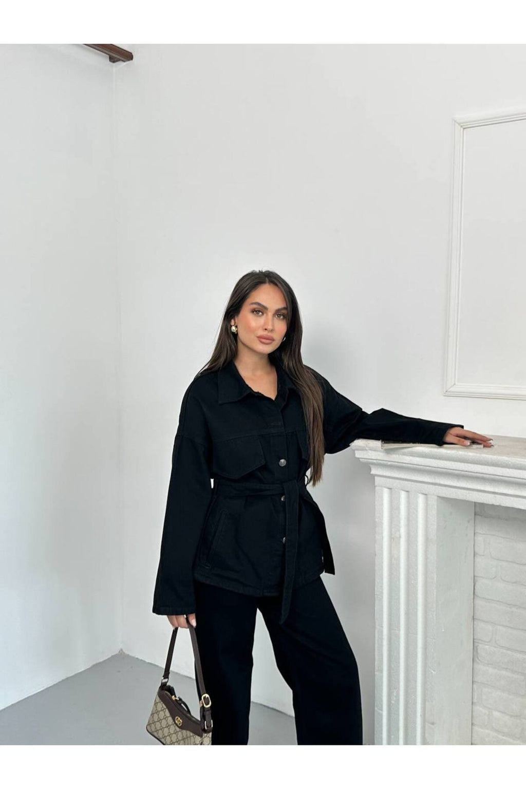 Kemer Detaylı Denim İkili Takım