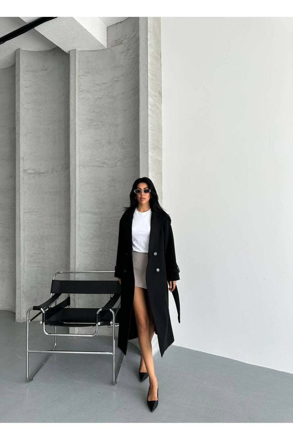 Oversize Kesim Kaşe Kaban