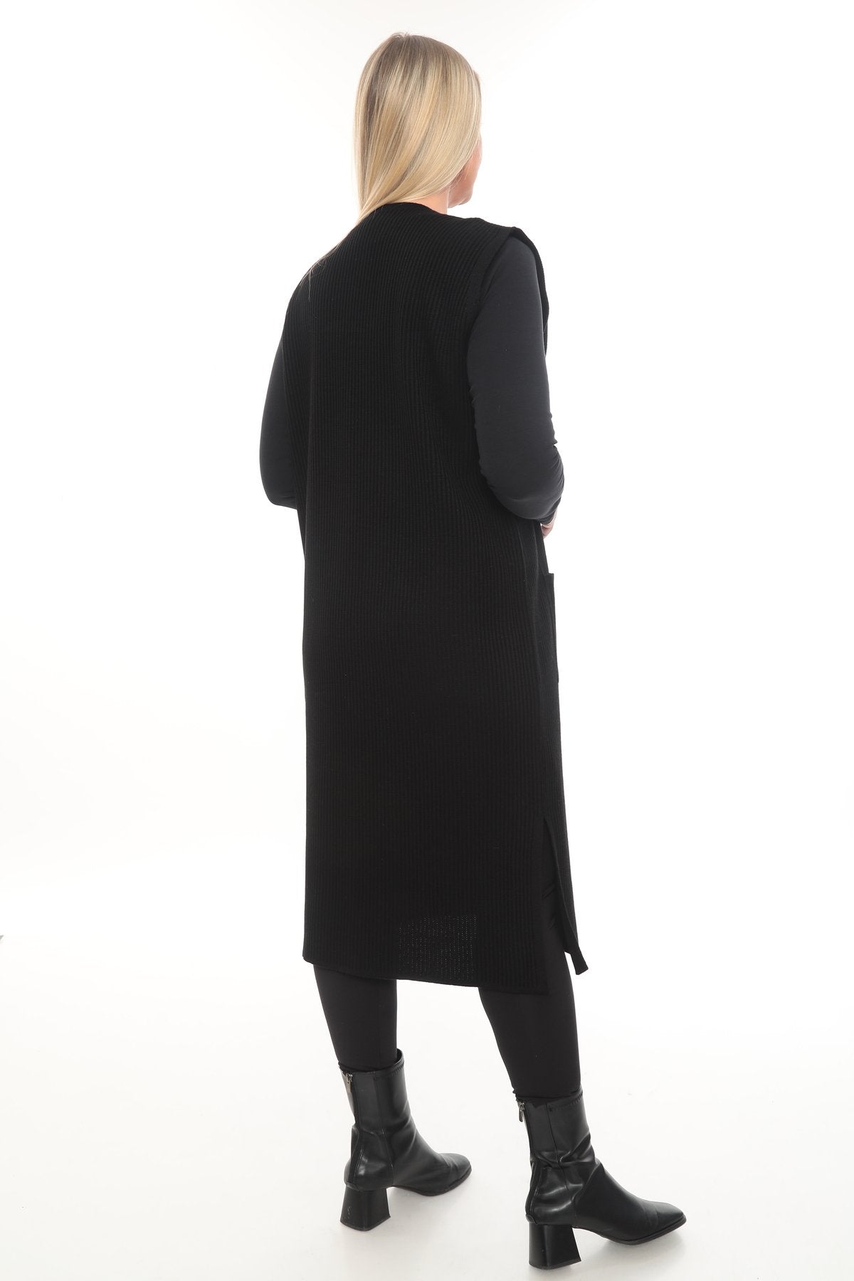 Klasik Kesim Uzun Triko Yelek Anne yelek