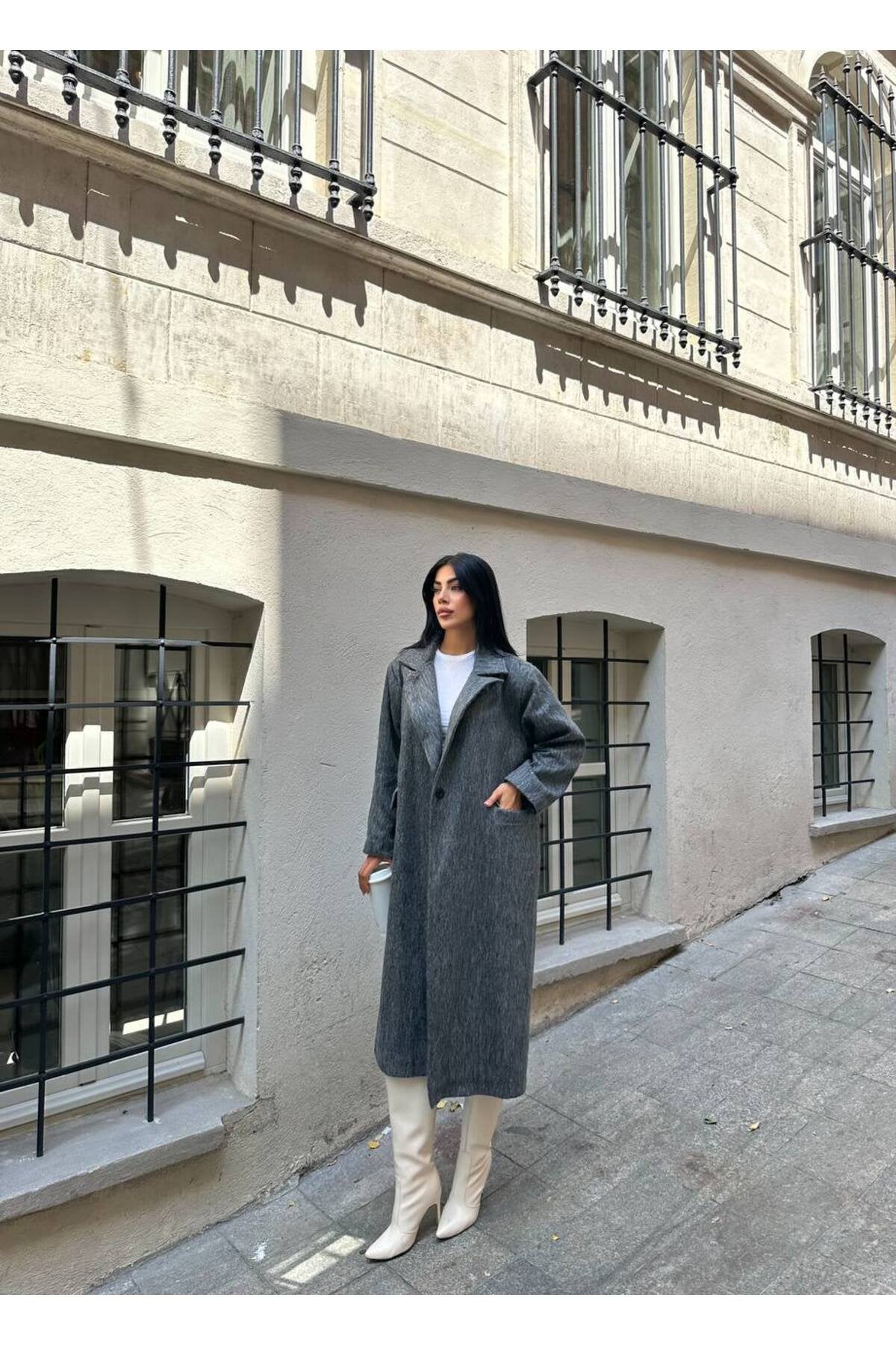 SU FIRÇA DESEN KAŞE KUMAŞ VATKALI OVERSİZE KABAN