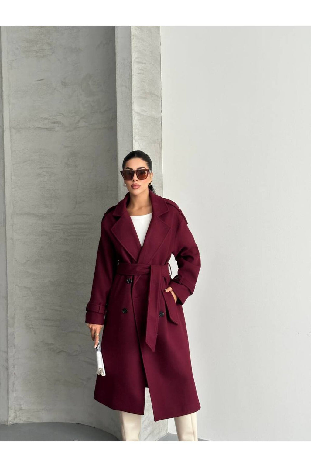 Oversize Kesim Kaşe Kaban