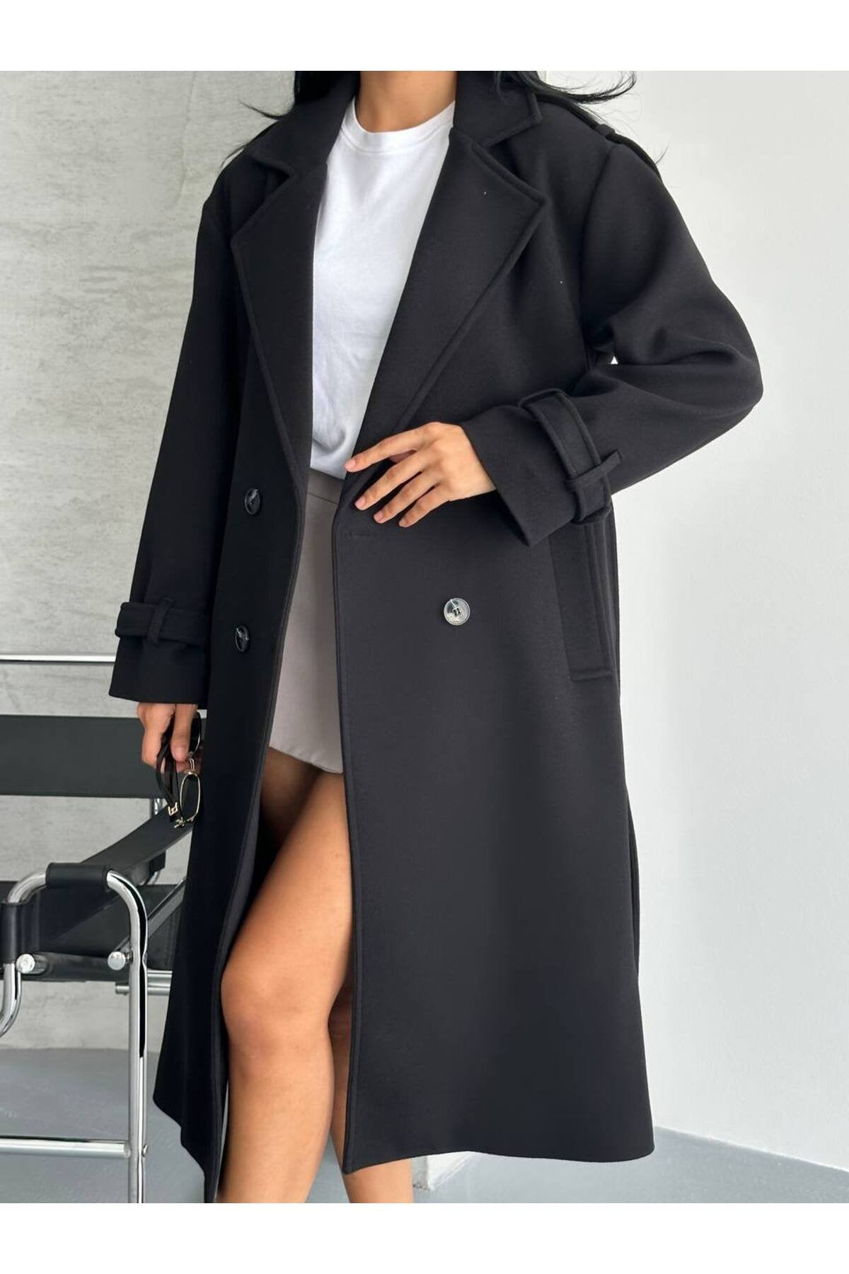 Oversize Kesim Kaşe Kaban