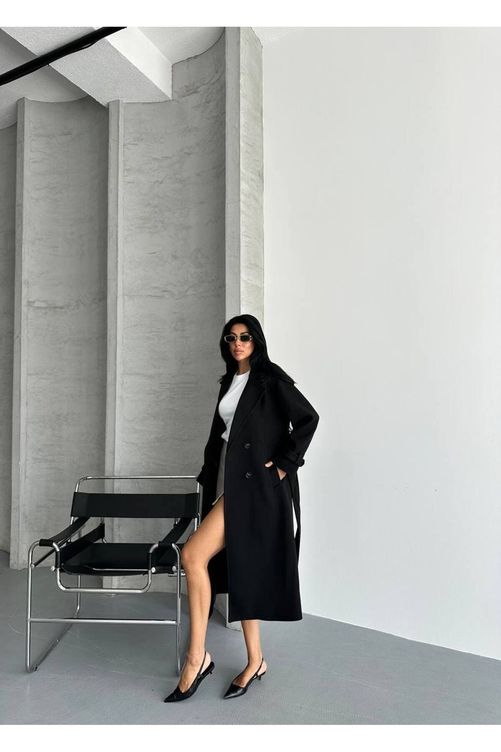 Oversize Kesim Kaşe Kaban