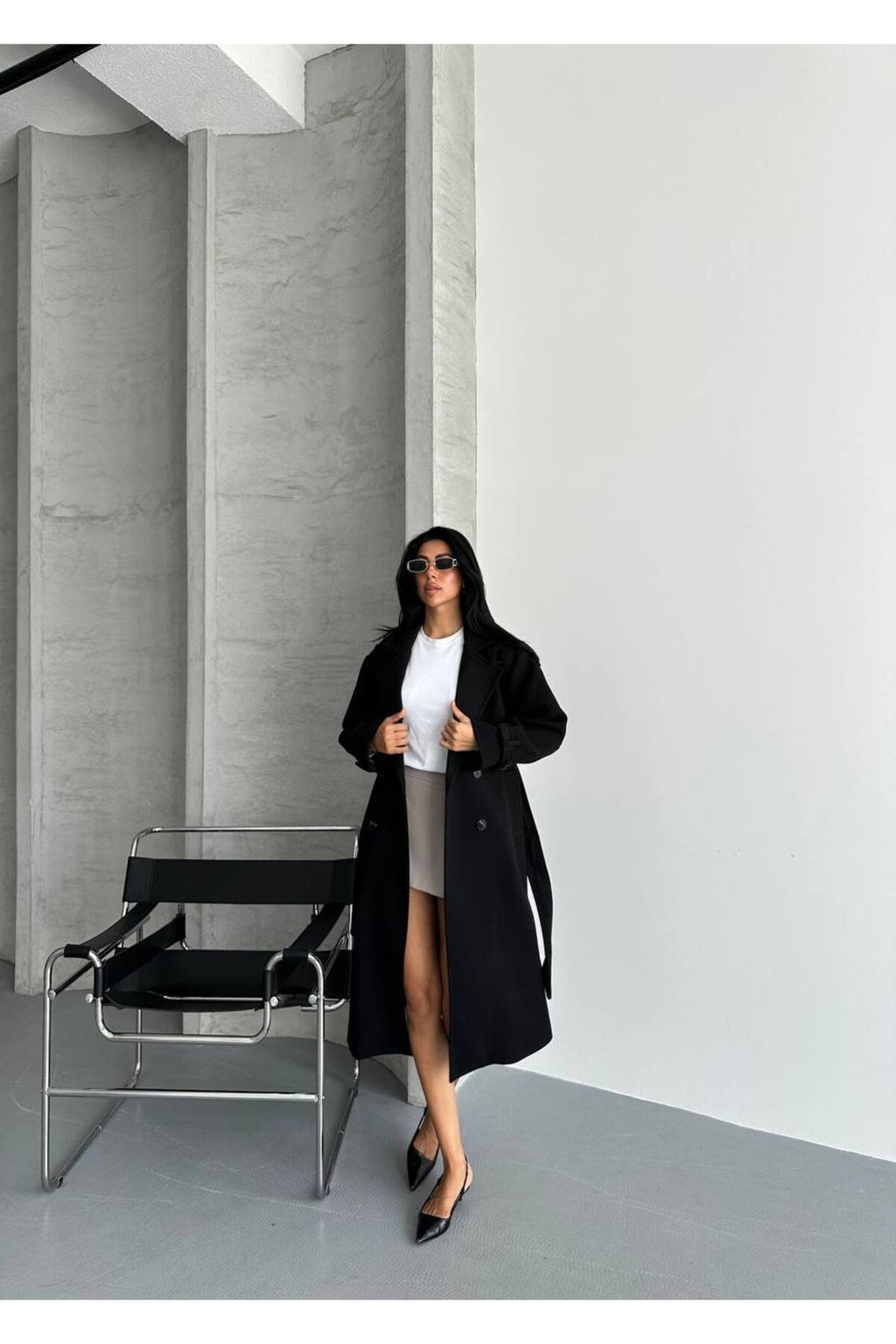 Oversize Kesim Kaşe Kaban