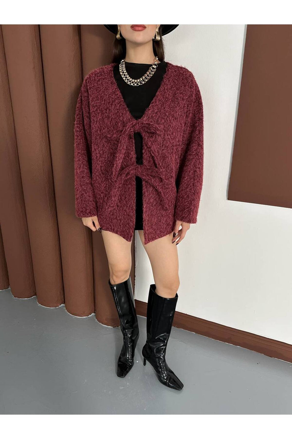 Kırçıllı Kaşe Fiyonklu Kaban