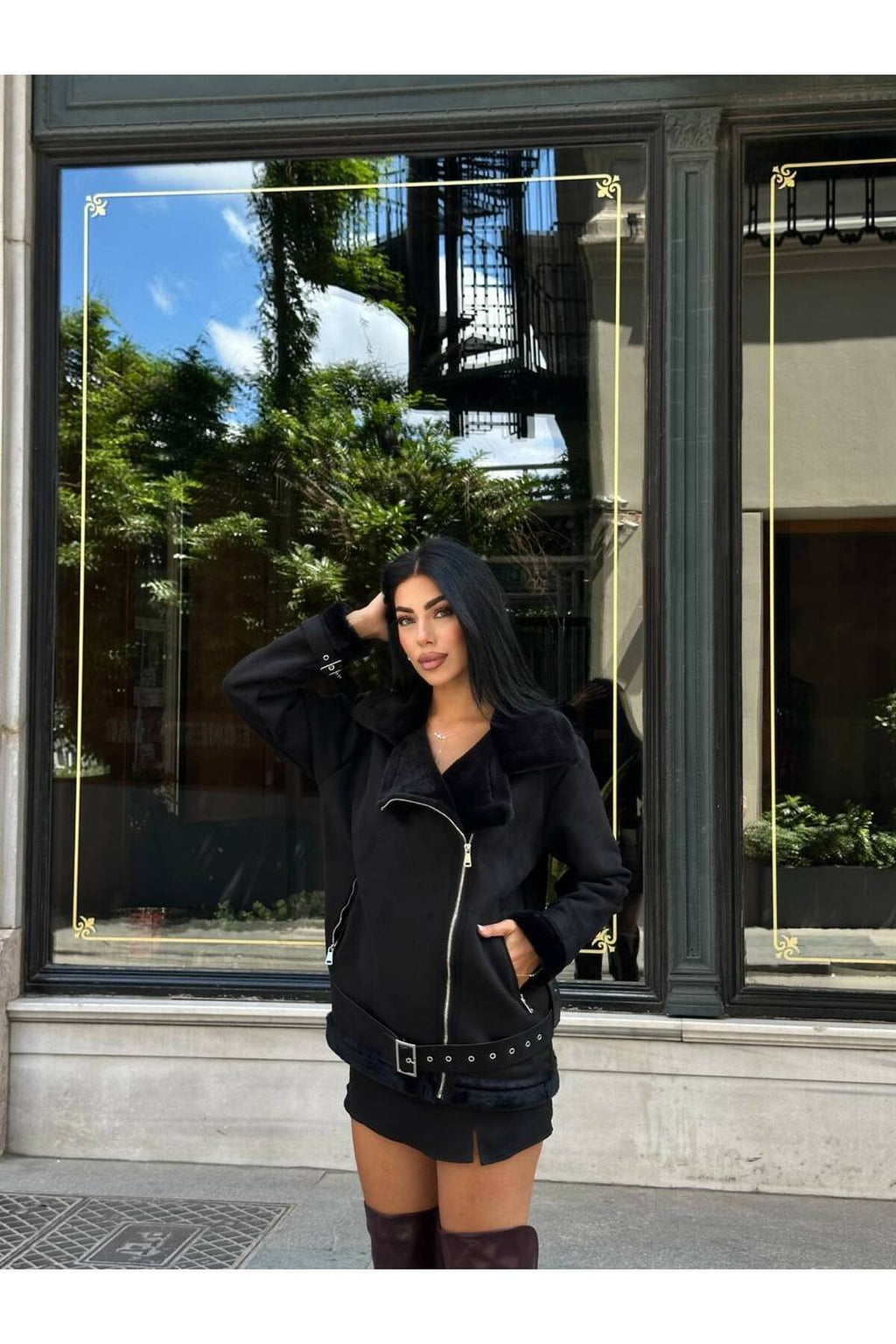 Kemer Detaylı Kürk İçli Mont