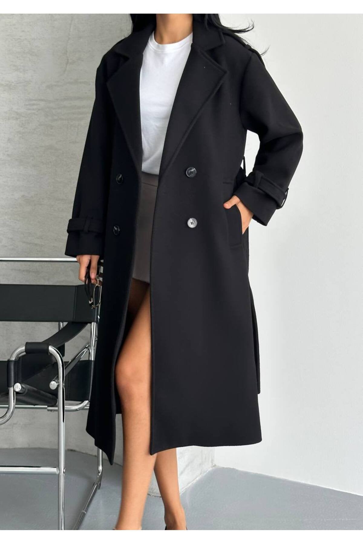 Oversize Kesim Kaşe Kaban