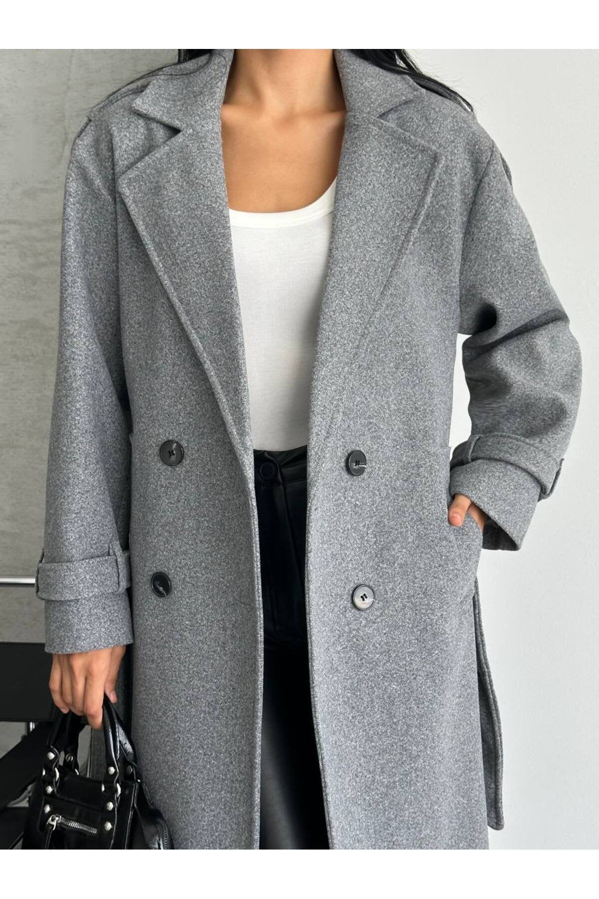 Oversize Kesim Kaşe Kaban