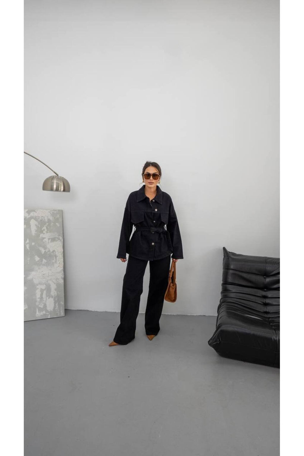 Kemer Detaylı Denim İkili Takım