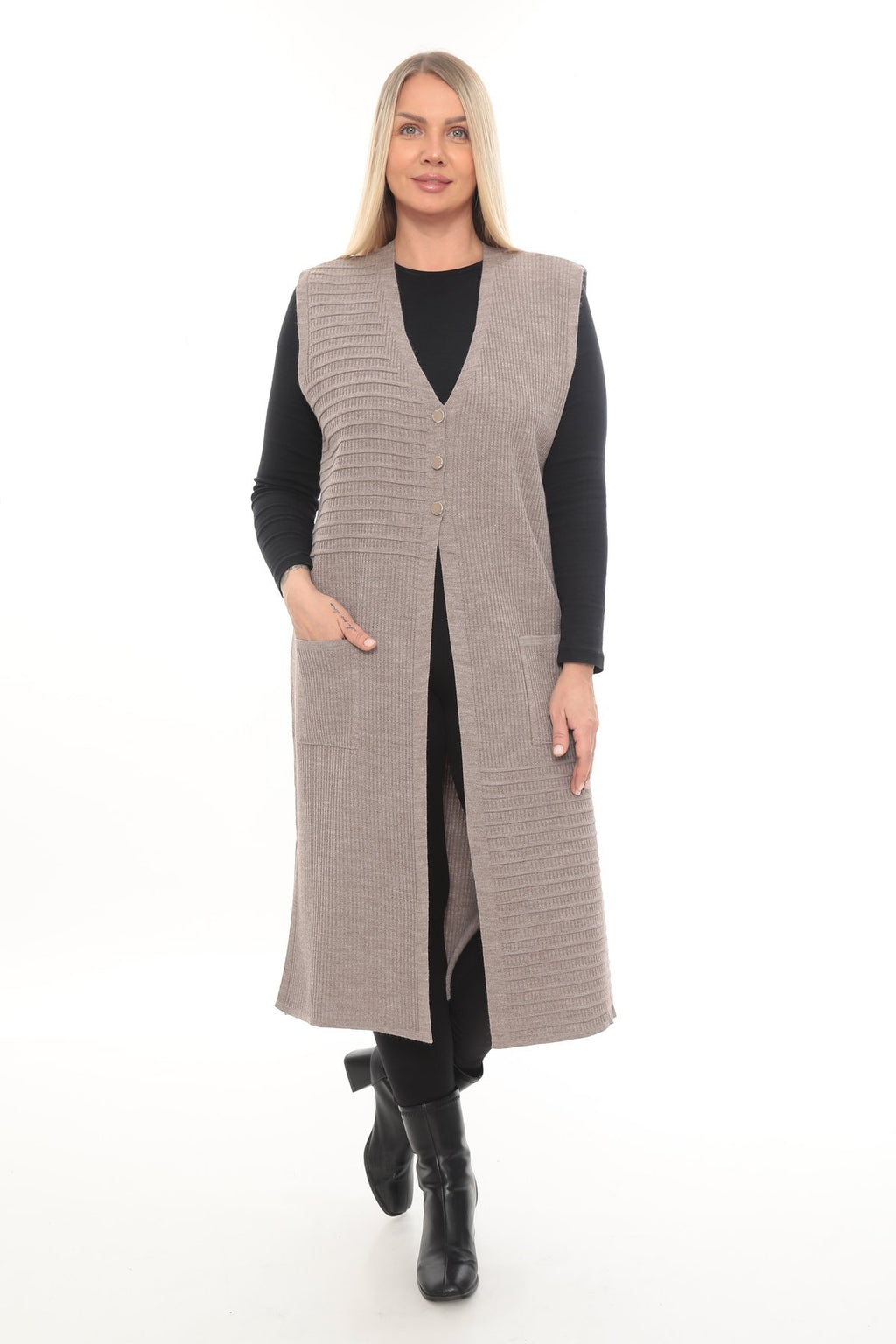 Klasik Kesim Uzun Triko Yelek