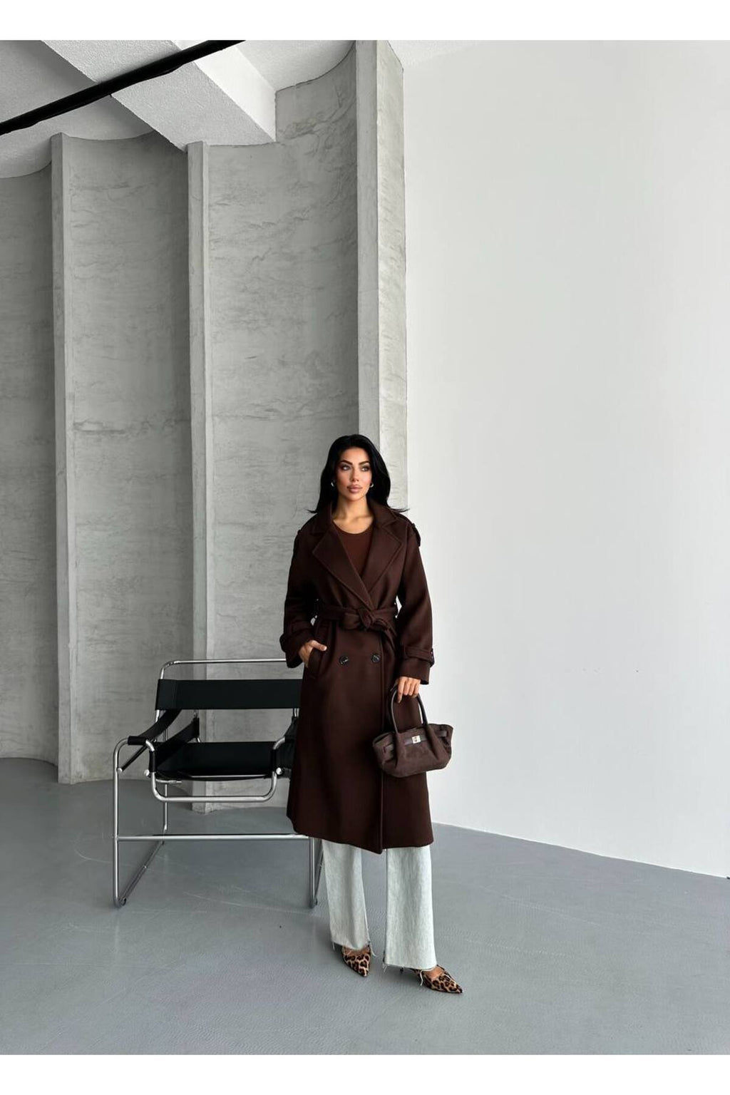 Oversize Kesim Kaşe Kaban