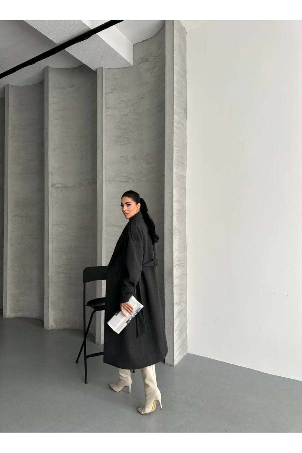 Oversize Kesim Kaşe Kaban