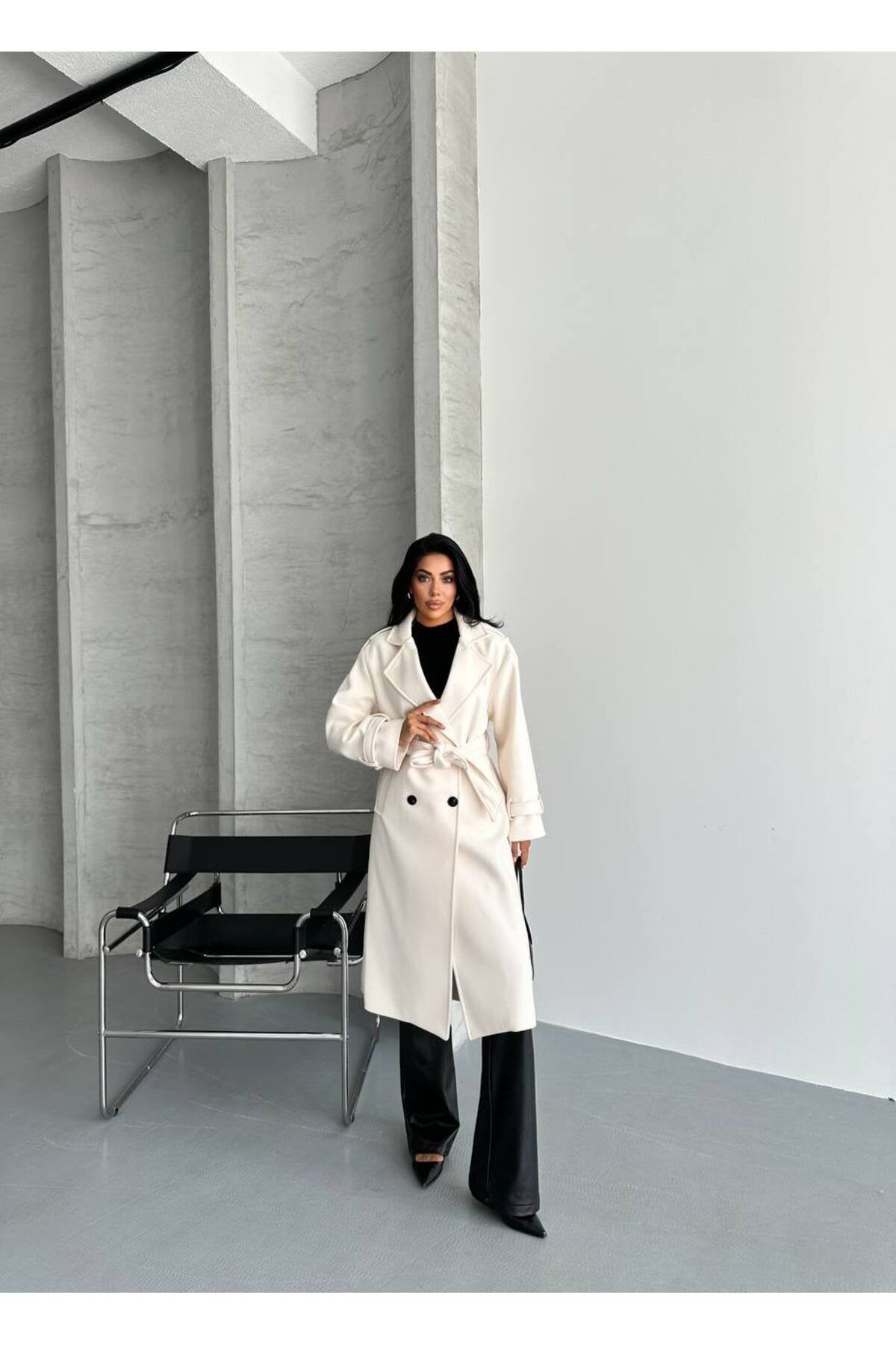 Oversize Kesim Kaşe Kaban