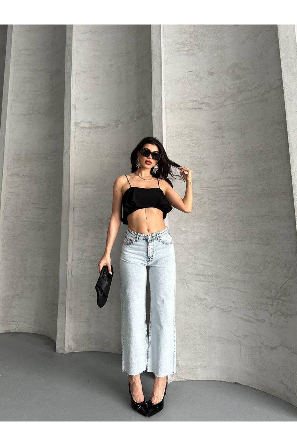 Wide Leg Kesik Geniş Paça Jean