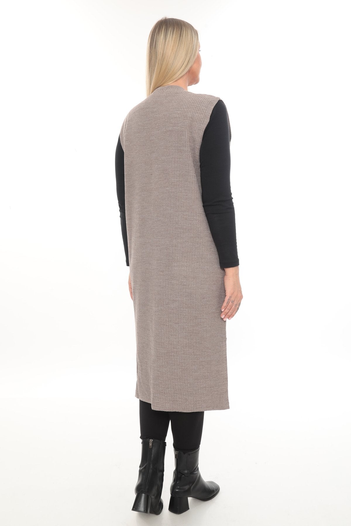 Klasik Kesim Uzun Triko Yelek Anne yelek