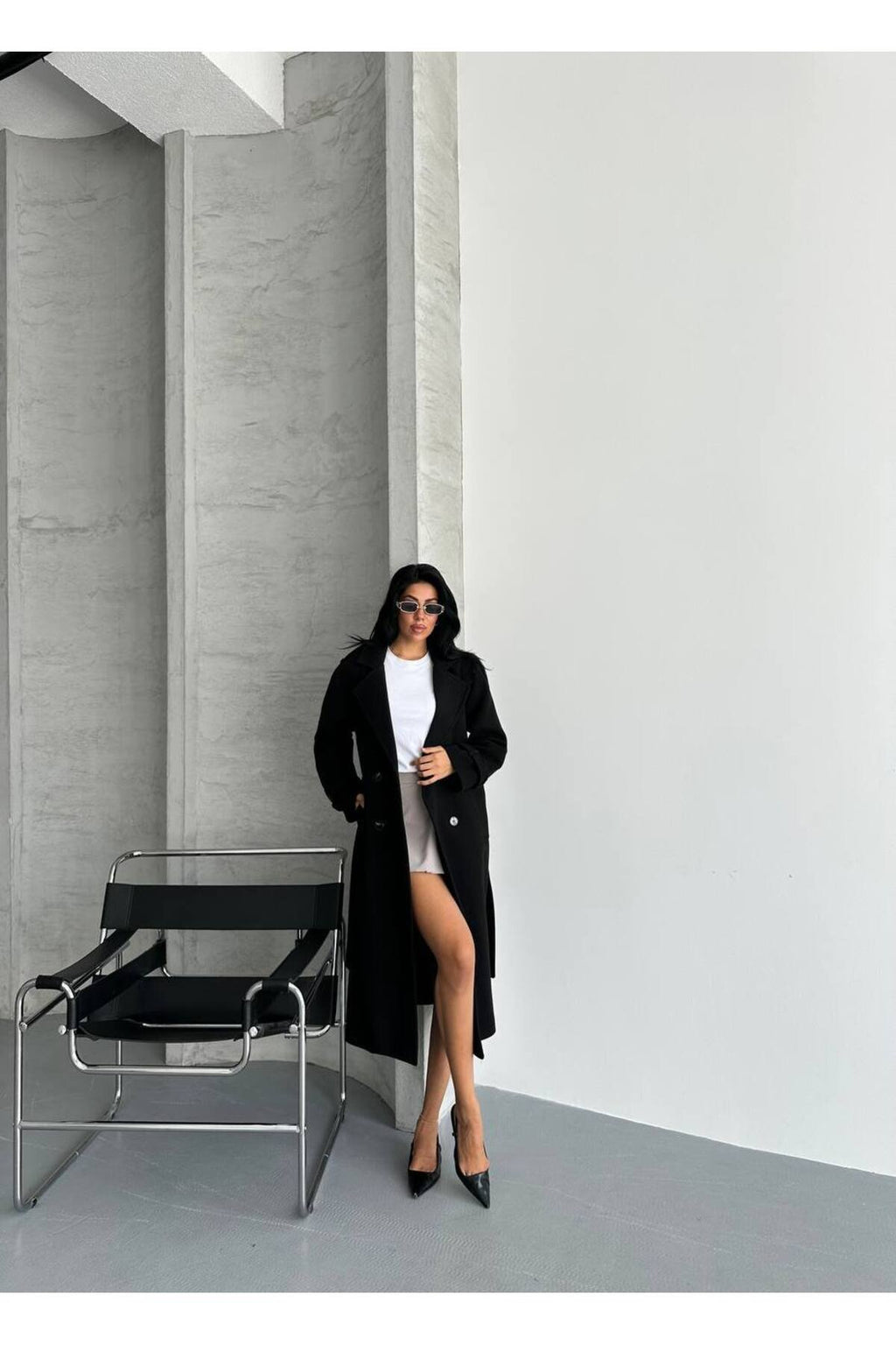 Oversize Kesim Kaşe Kaban