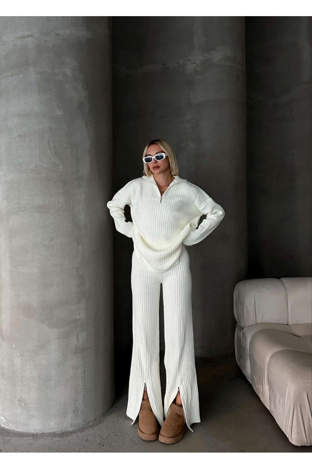 Şıklığı Tamamlayan Fermuar Detaylı İkili Takım