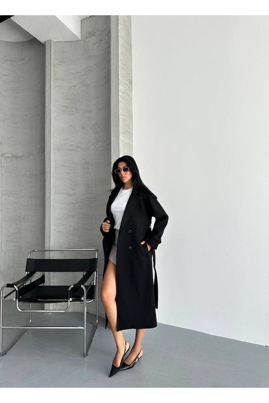 Oversize Kesim Kaşe Kaban