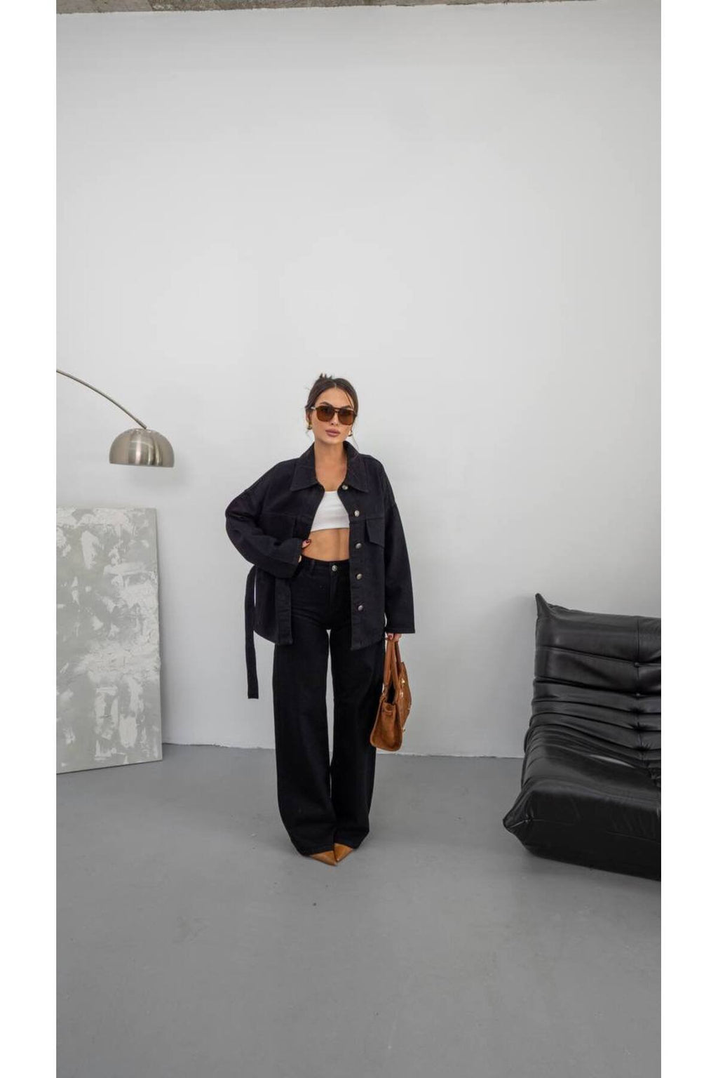 Kemer Detaylı Denim İkili Takım