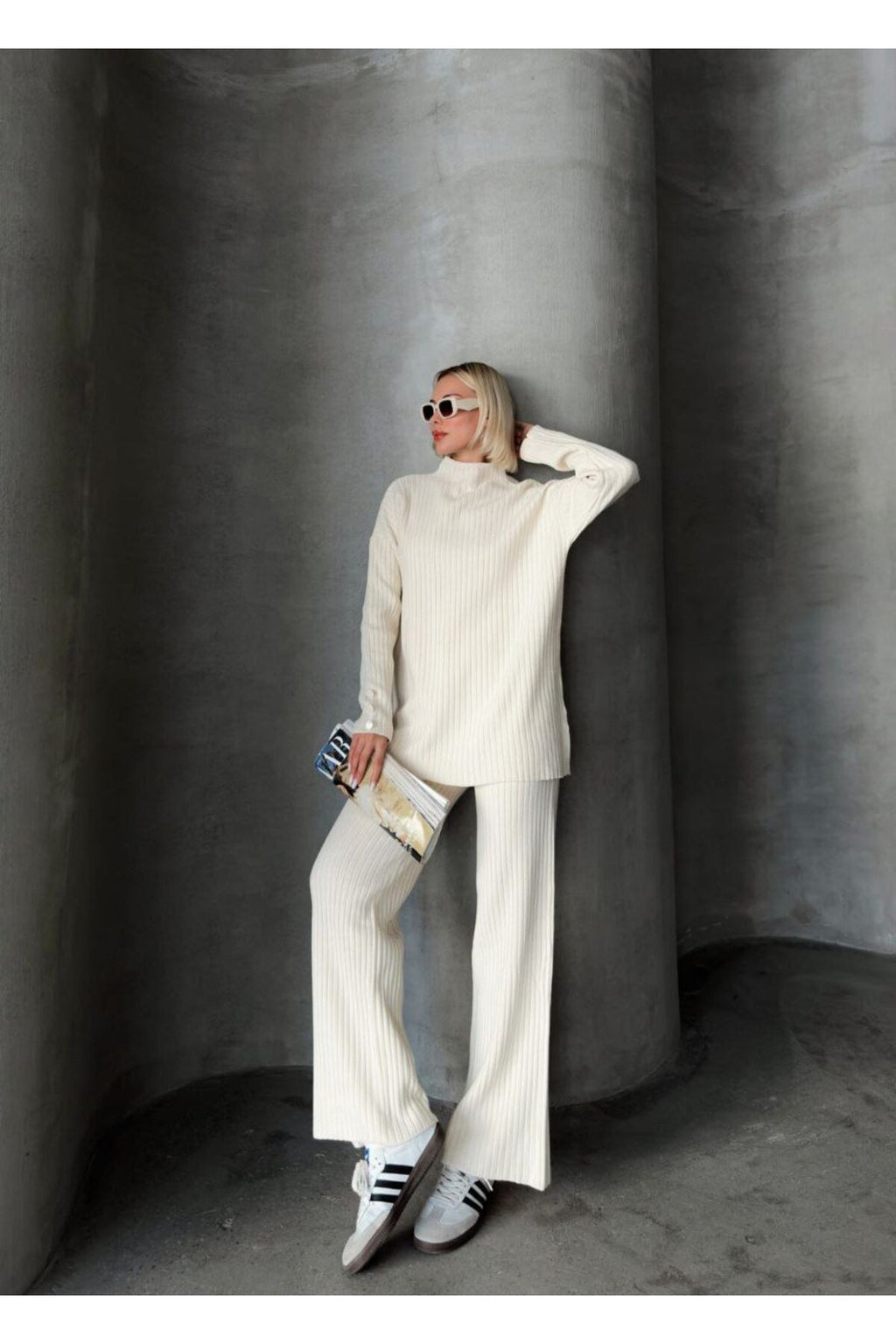 Düğme Detaylı Kol Tasarımlı İkili Takım