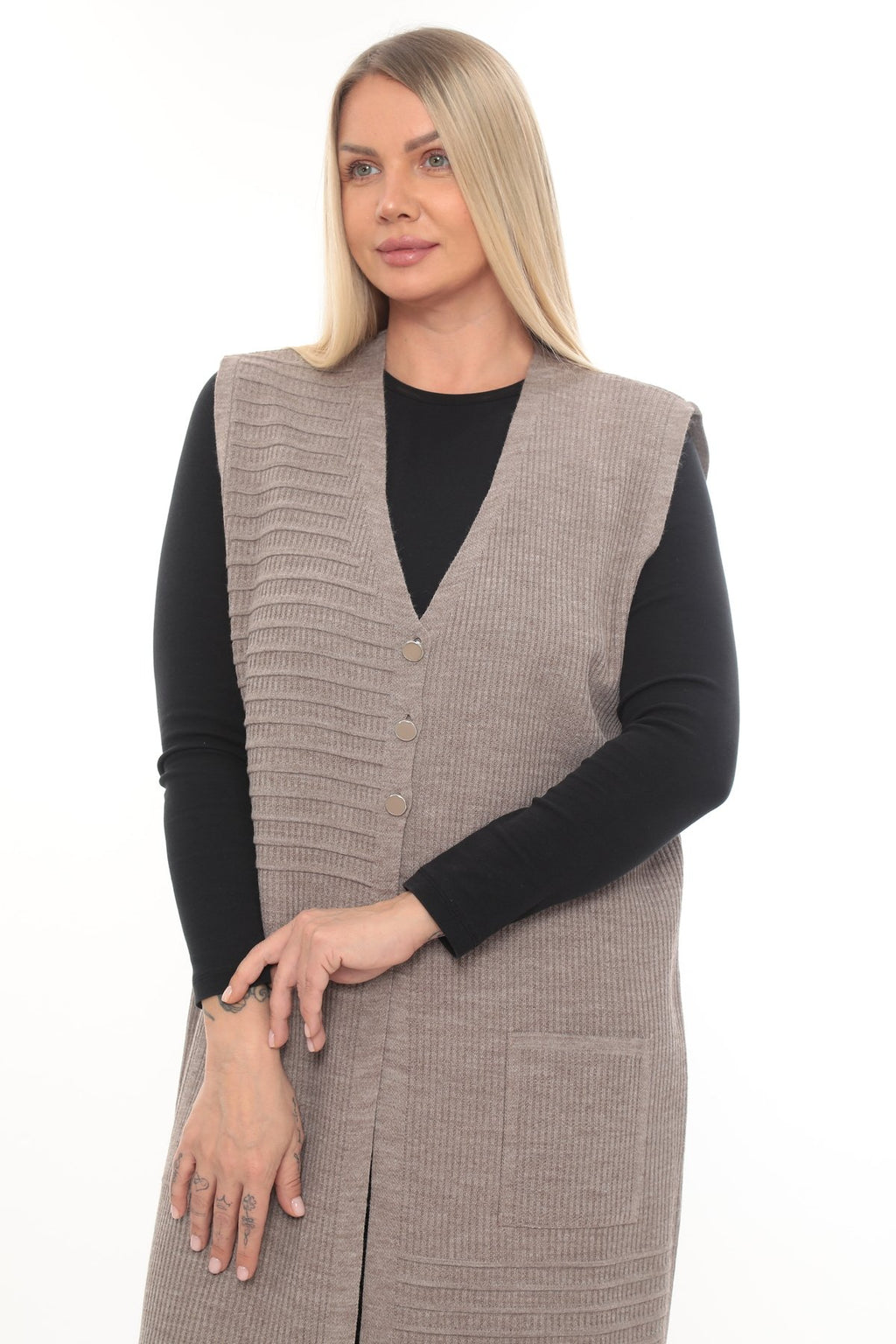 Klasik Kesim Uzun Triko Yelek