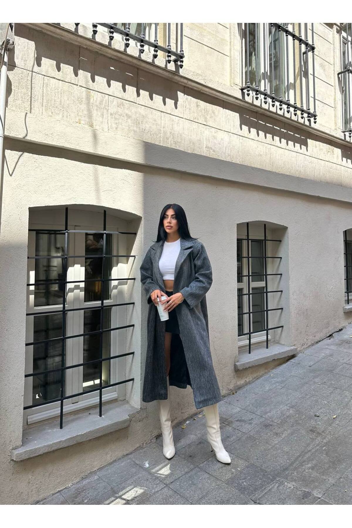 SU FIRÇA DESEN KAŞE KUMAŞ VATKALI OVERSİZE KABAN