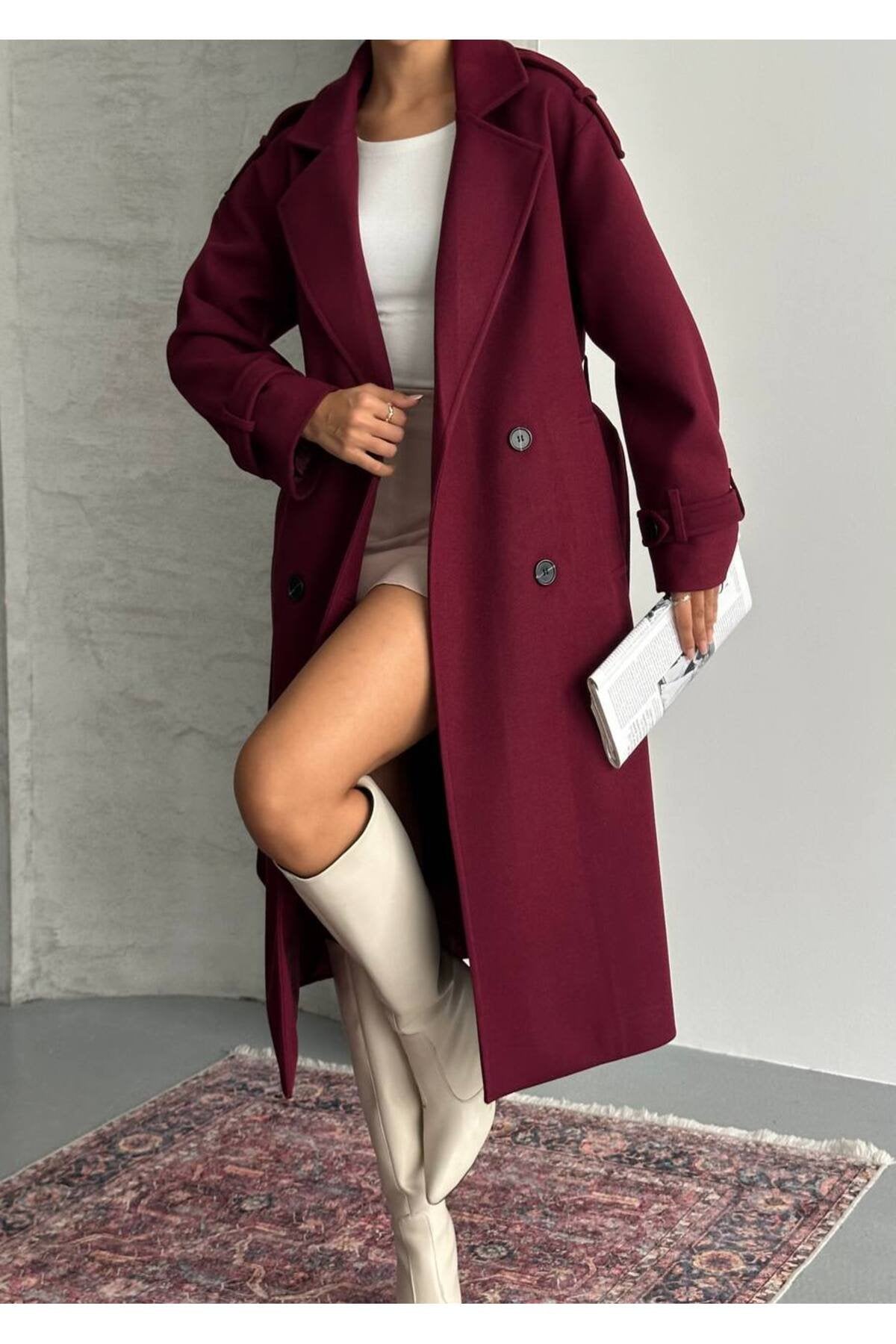 Oversize Kesim Kaşe Kaban