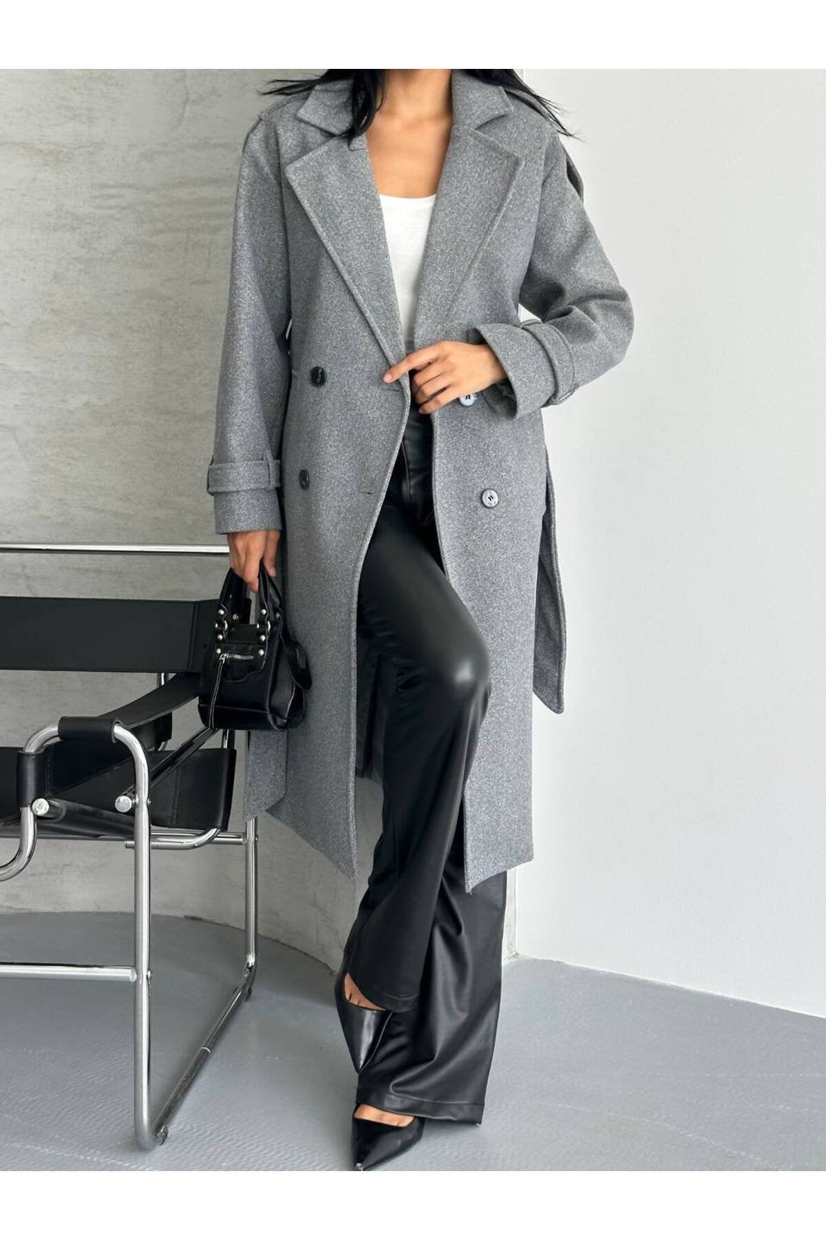 Oversize Kesim Kaşe Kaban