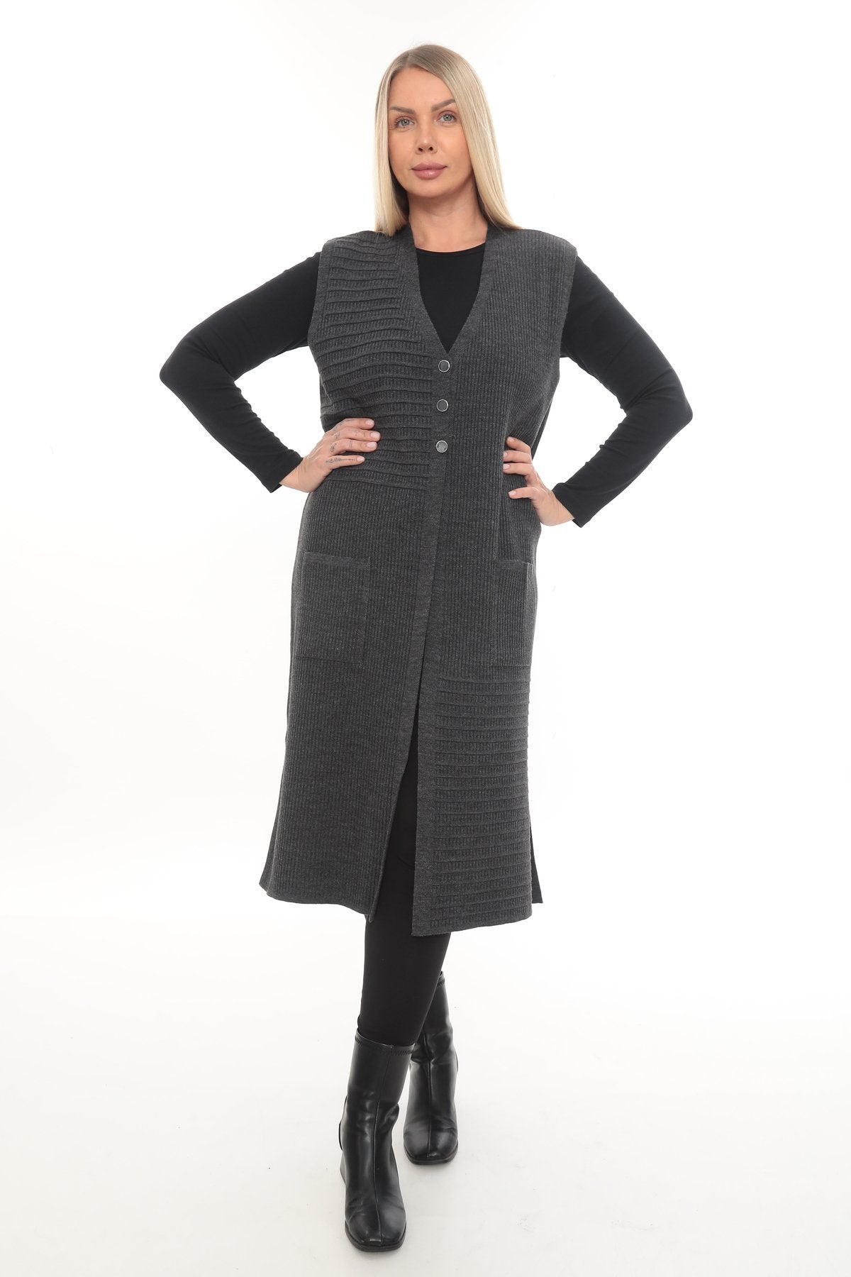 Klasik Kesim Uzun Triko Yelek