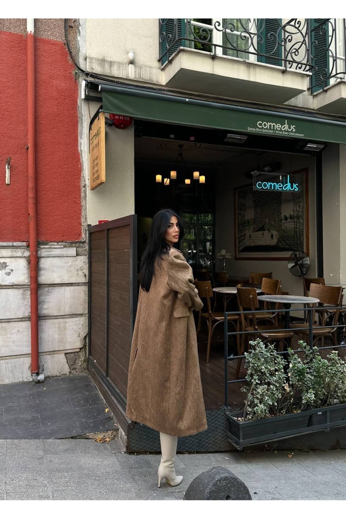 SU FIRÇA DESEN KAŞE KUMAŞ VATKALI OVERSİZE KABAN