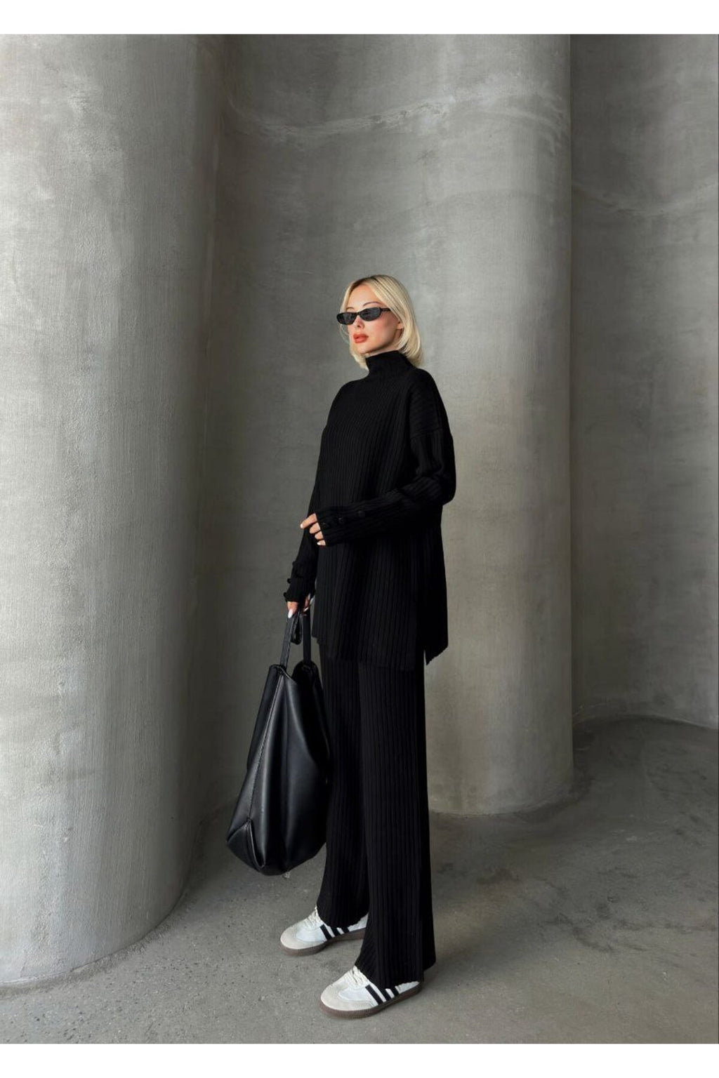 Düğme Detaylı Kol Tasarımlı İkili Takım