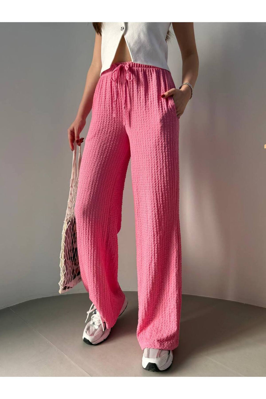 Lastikli Bel Rahat Kesim Dokuma Pantolon