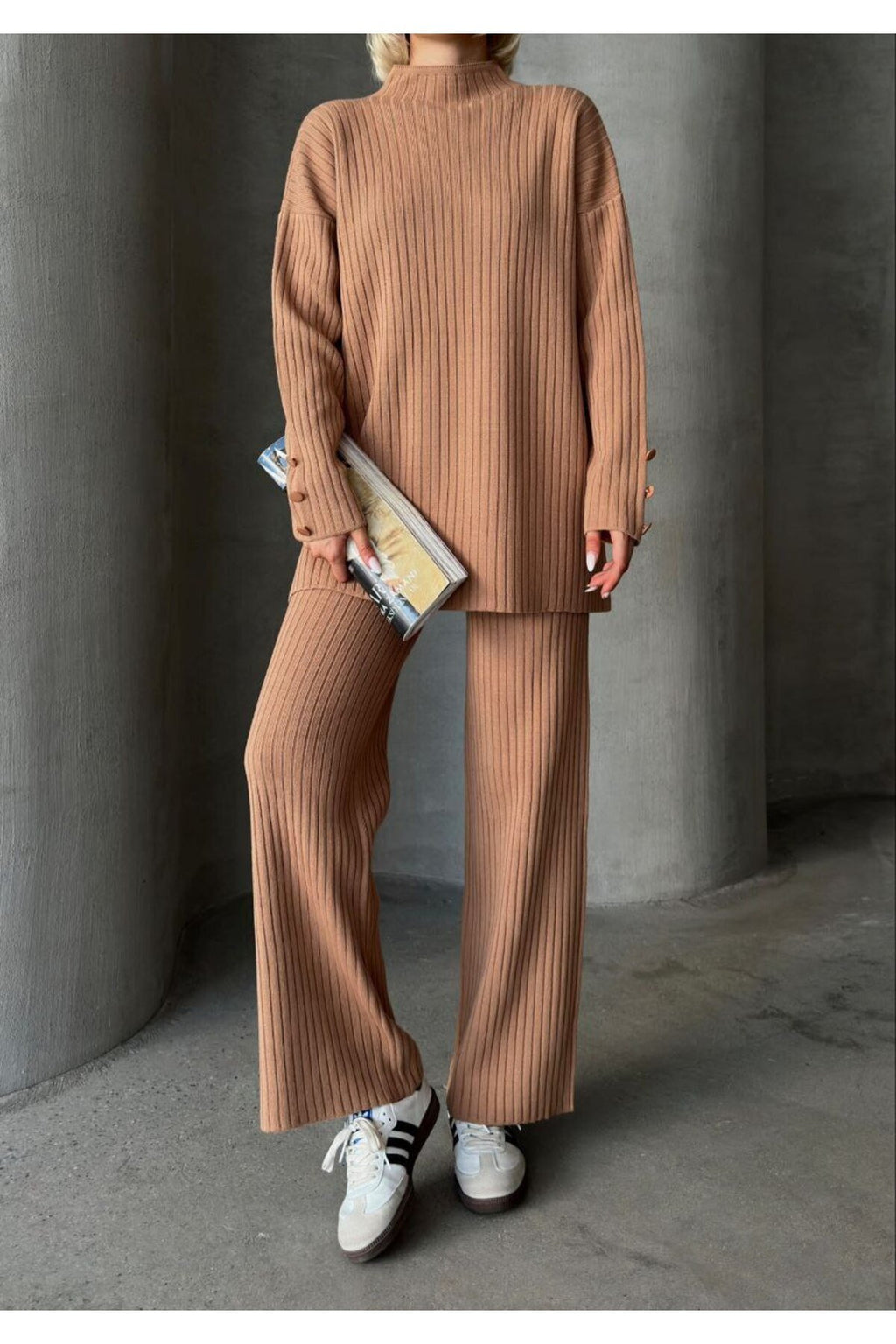 Düğme Detaylı Kol Tasarımlı İkili Takım