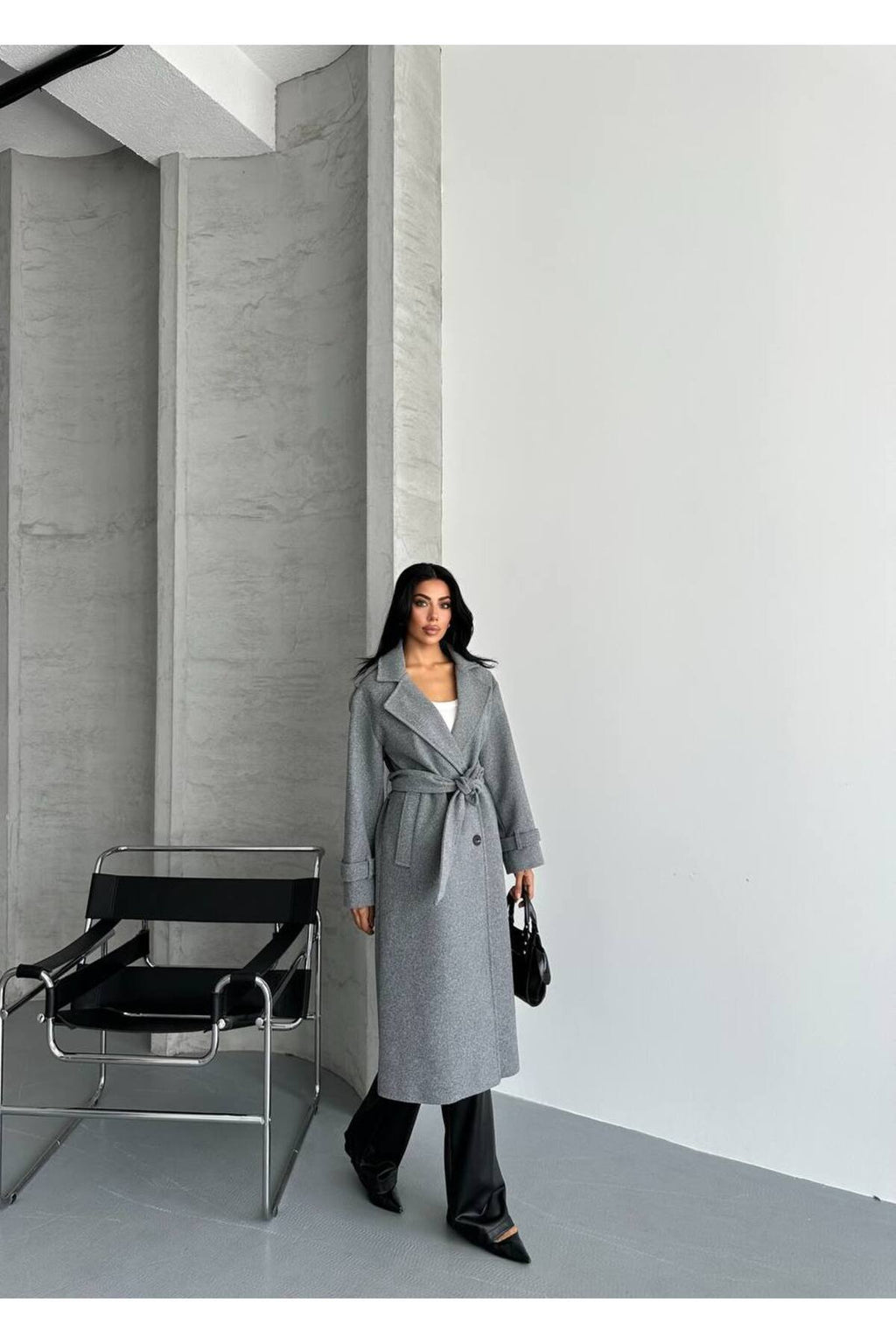 Oversize Kesim Kaşe Kaban