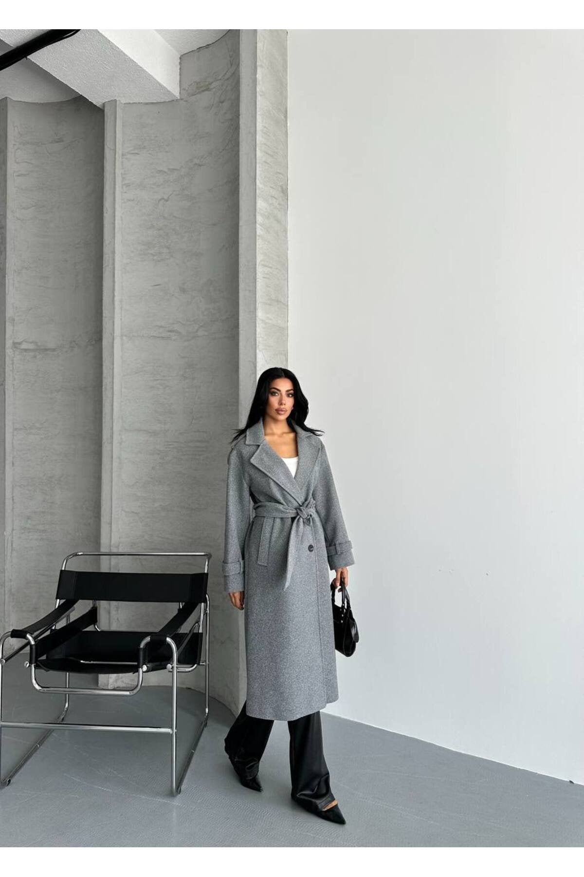 Oversize Kesim Kaşe Kaban