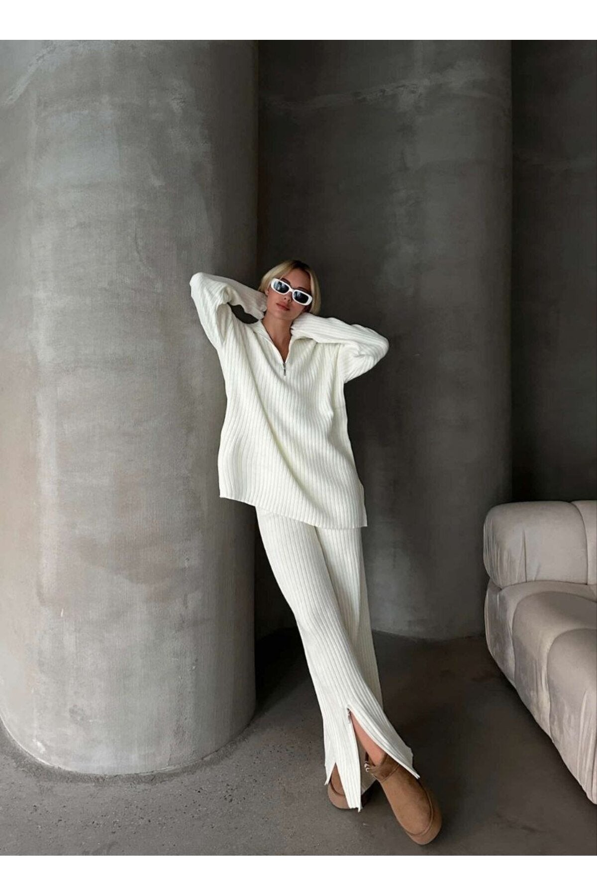 Şıklığı Tamamlayan Fermuar Detaylı İkili Takım