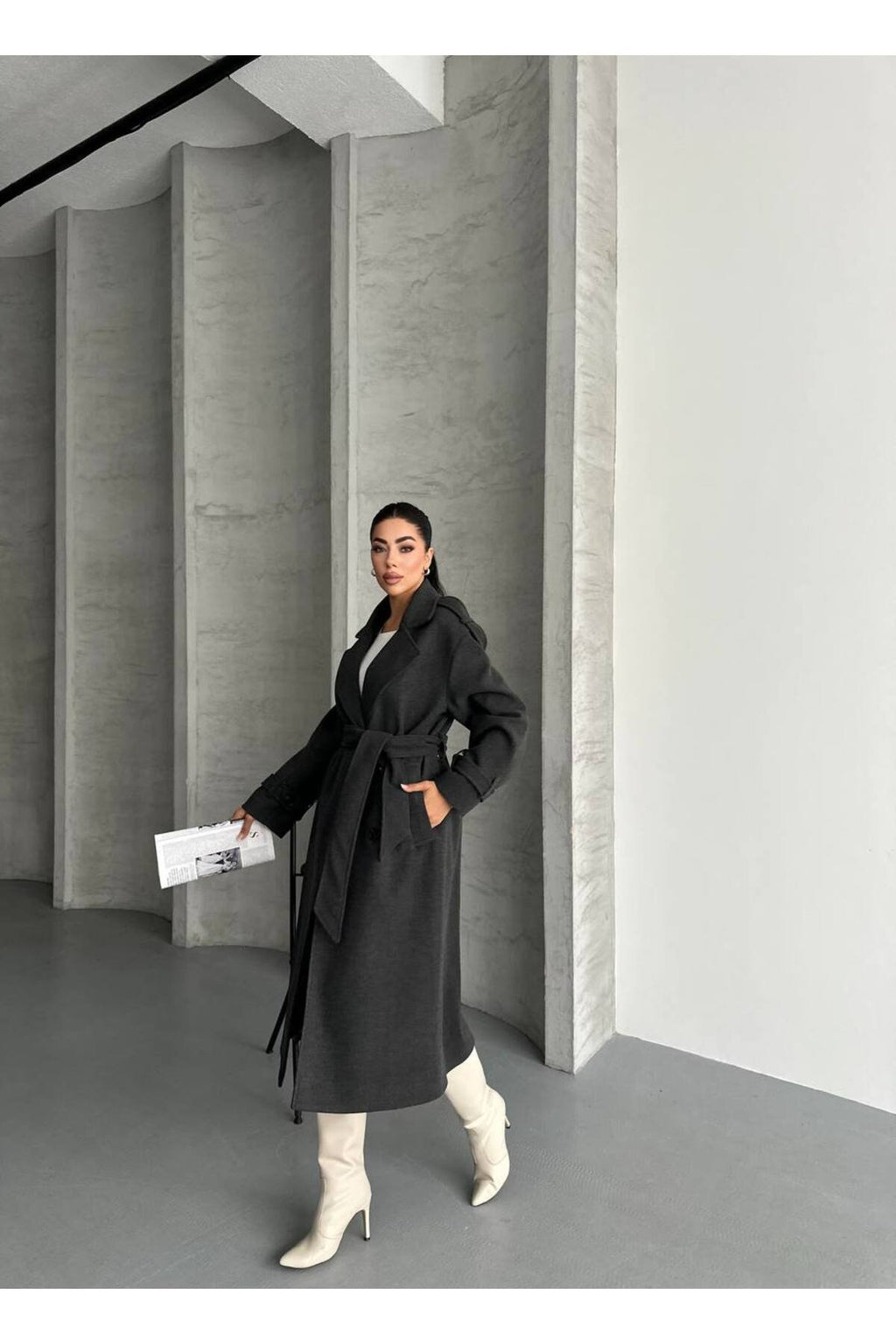 Oversize Kesim Kaşe Kaban