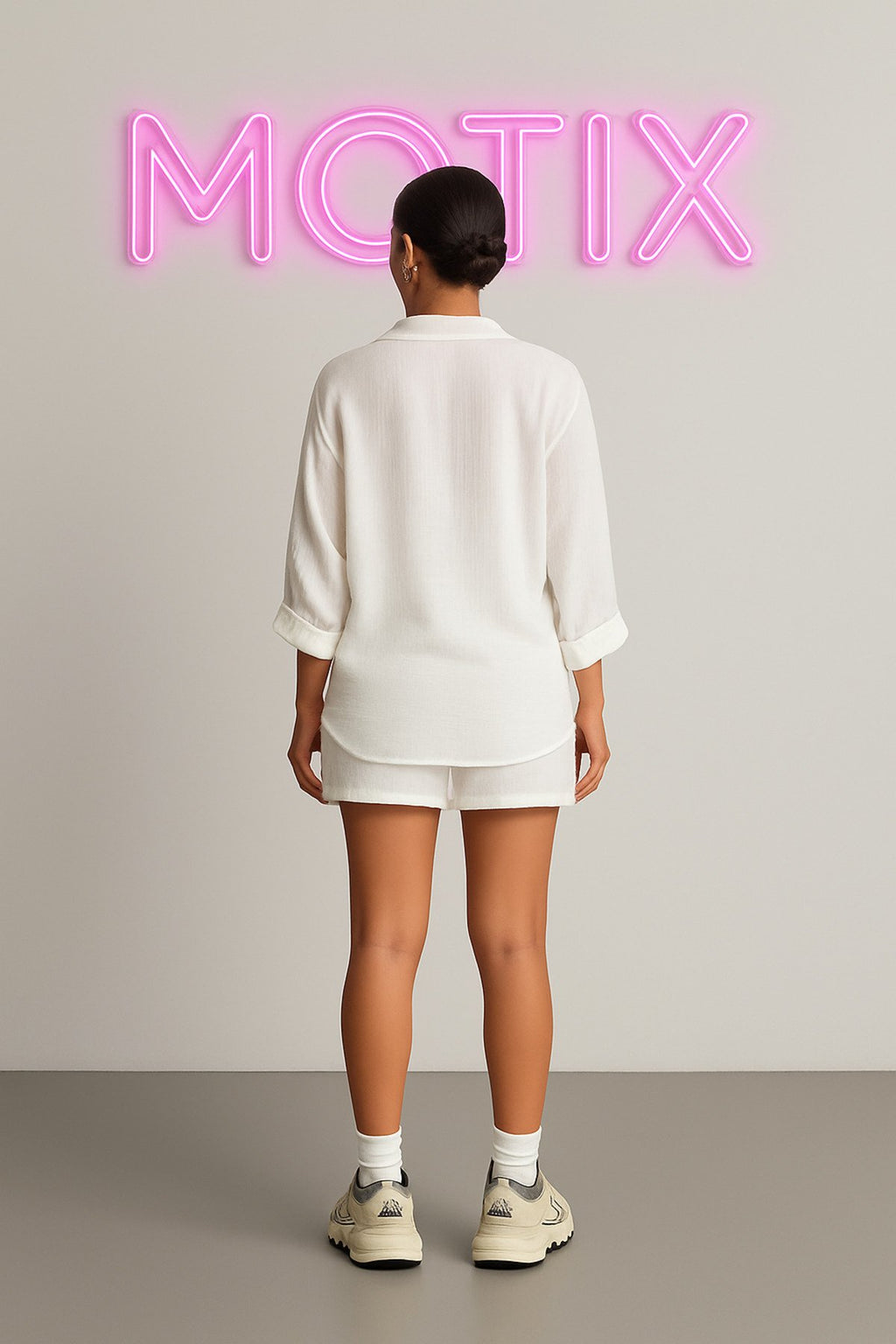 Gömlek Bağcıklı Şortlu İkili Takım