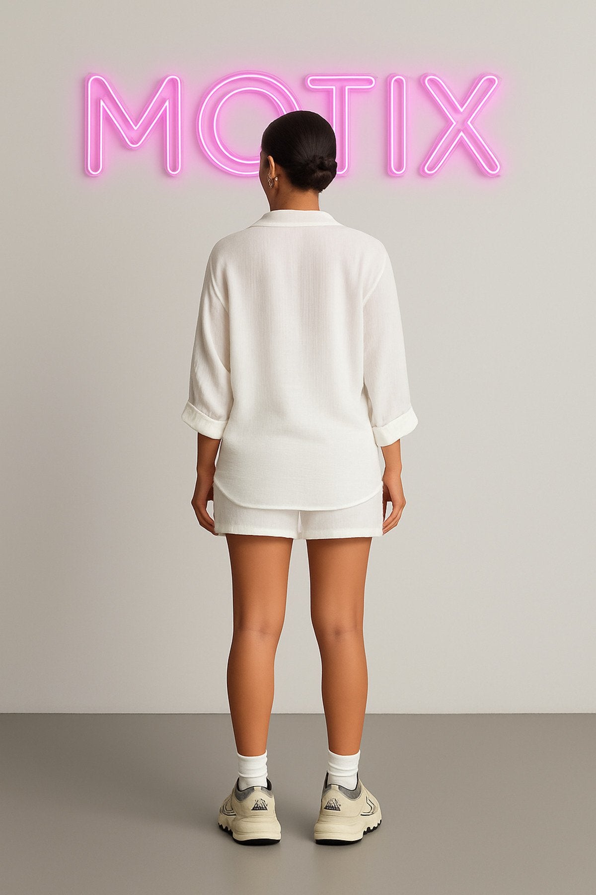 Gömlek Bağcıklı Şortlu İkili Takım